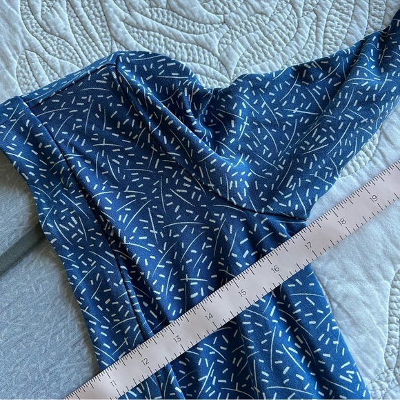 Diane Von Furstenberg (DVF) - Celeste Banded Wrap Romper - Blue/White - Picture 10 of 12